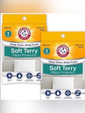 Arm & Hammer Soft Terry Pillow case Protector Waterproof Zipper Closure standard